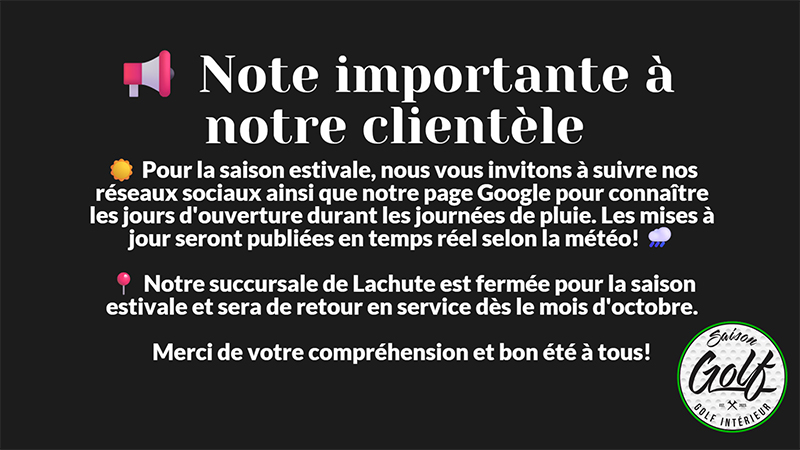Information saison Golf